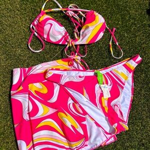 ⭐️SOLD⭐️ Vibrant Pink and Yellow Swirl Bikini Set